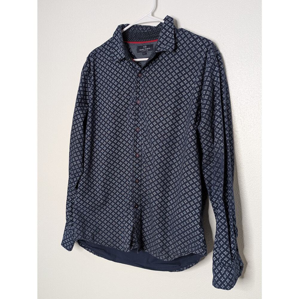 Michael Brandon Shirt Mens Large Slim Fit Button Up Stretch Classiccore Blue Top - Picture 3 of 10
